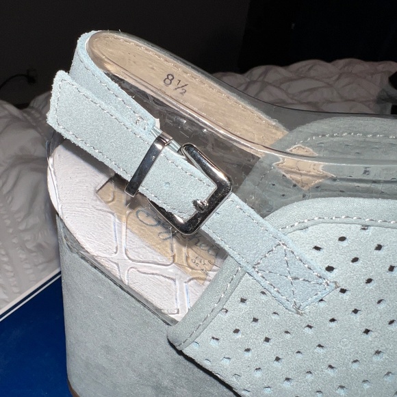 NIB Seychelles Landscape Light Blue Suede Wedge Sandal - Picture 6 of 8